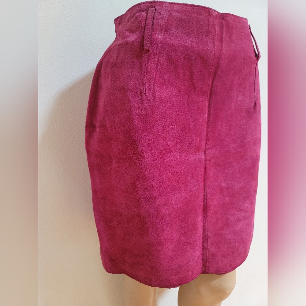 Vintage Express Maroon Suede Skirt - Picture 4 of 11